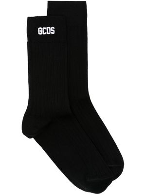 Gcds logo-embroidered ribbed socks - Black