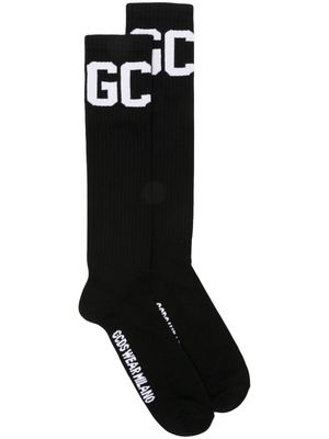 Gcds logo-intarsia knee-length socks - Black