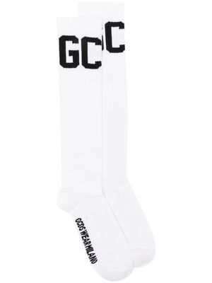 Gcds logo-intarsia knee-length socks - White