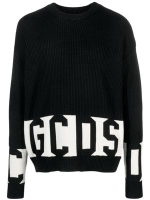 Gcds logo intarsia-knit crew-neck jumper - Black