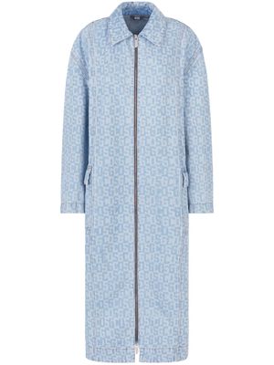 Gcds logo-jacquard denim coat - Blue