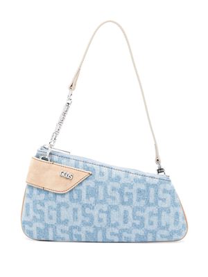 Gcds logo-lettering denim shoulder bag - Blue