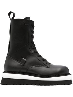 Gcds logo-lettering leather boots - Black