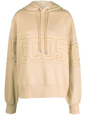 GCDS logo-motif cotton hoodie - Neutrals