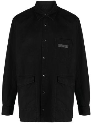 Gcds logo-patch cotton shirt - Black