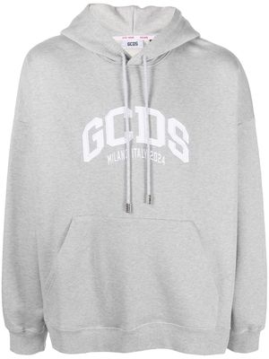 Gcds logo-patch jersey cotton hoodie - Grey