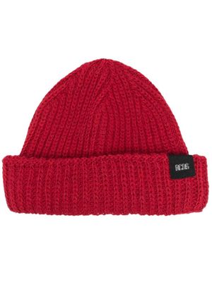 Gcds logo-patch ribbed beanie - Red