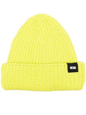 Gcds logo-patch ribbed beanie - Yellow