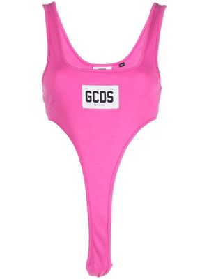 Gcds logo-patch U-neck bodysuit - Pink
