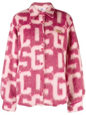 Gcds logo-pattern faux-fur jacket - Pink