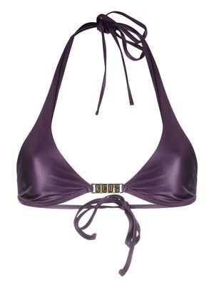 Gcds logo-plaque halterneck bikini top - Purple