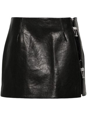 Gcds logo-plaque leather mini skirt - Black