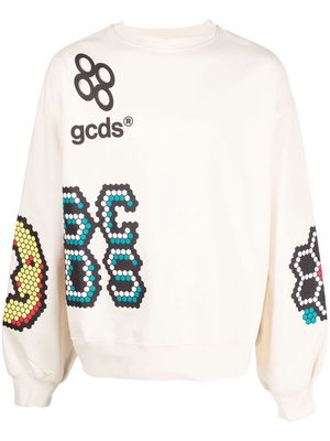 Gcds logo-print cotton sweatshirt - Neutrals