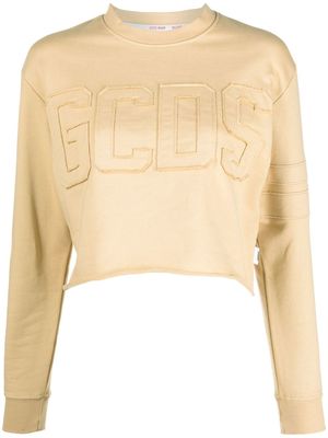 GCDS logo print cropped sweatshirt - Neutrals