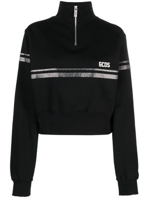 Gcds logo-print crystal-embellished sweatshirt - Black