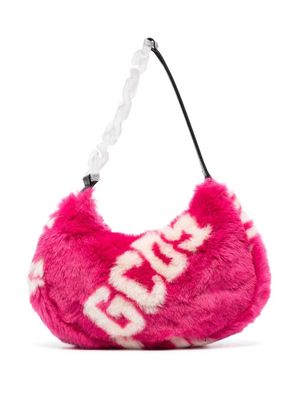 Gcds logo-print faux-fur shoulder bag - Pink