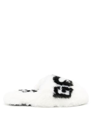 Gcds logo-print faux-fur slippers - White
