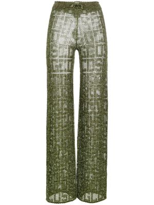 Gcds logo-print high waist trousers - Green