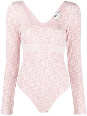 Gcds logo-print long-sleeved bodysuit - Pink