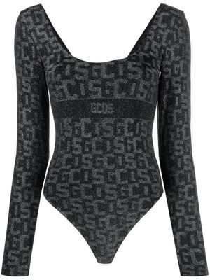 Gcds logo-print lurex bodysuit - Black