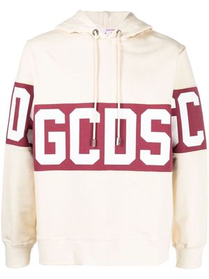 GCDS logo-print panelled hoodie - Neutrals