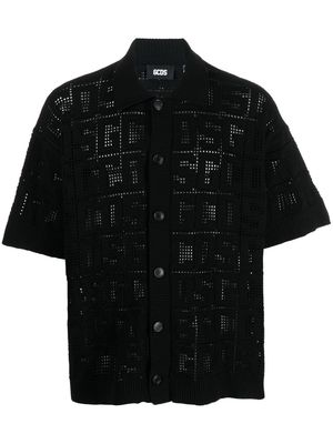 Gcds logo-shape-mesh short-sleeve shirt - Black