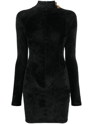 Gcds long-sleeved velvet mini dress - Black
