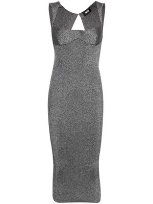 Gcds lurex-detail ribbed maxi dress - Grey