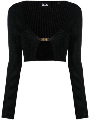 Gcds metallic-knitted cropped cardigan - Black