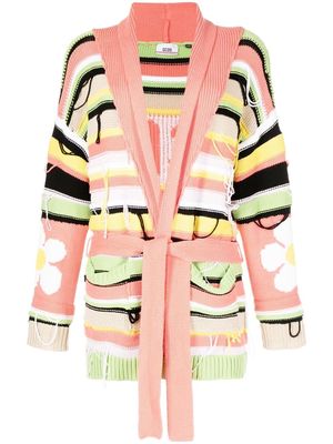 Gcds mixed-knit belted cardigan - Multicolour
