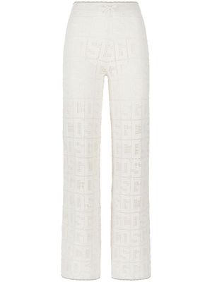 Gcds monogram crochet-knit trousers - White