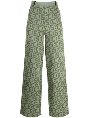 Gcds monogram high-waisted knit trousers - 60 MILITARY