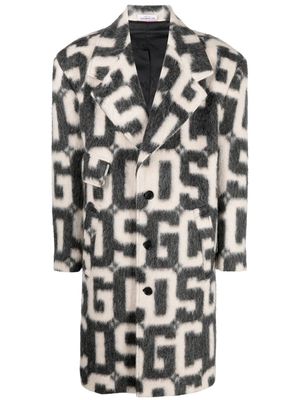 Gcds monogram-print single-breasted coat - Black