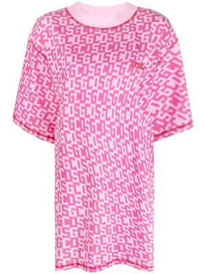Gcds monogram-print T-shirt dress - Pink