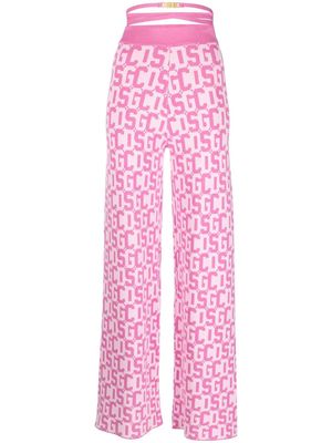 Gcds monogram wide-leg trousers - Pink