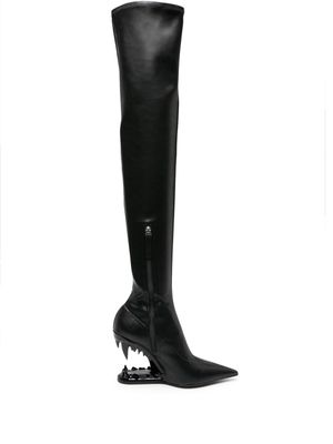 Gcds Morso 110mm leather knee-length boots - Black