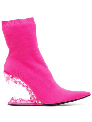 Gcds Morso ribbbed-knit ankle boots - Pink