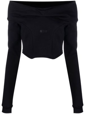 Gcds off-shoulder cropped sweatshirt - Black
