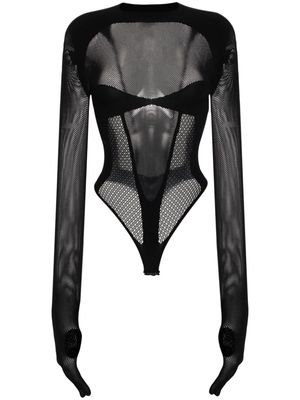 Gcds panelled-mesh bodysuit - Black