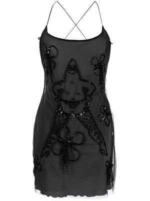 Gcds Patrick-embellished tulle mini dress - Black