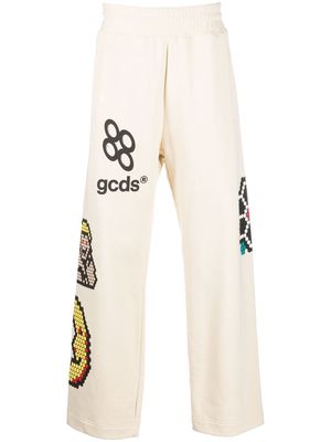 Gcds pixel-print wide track pants - Neutrals