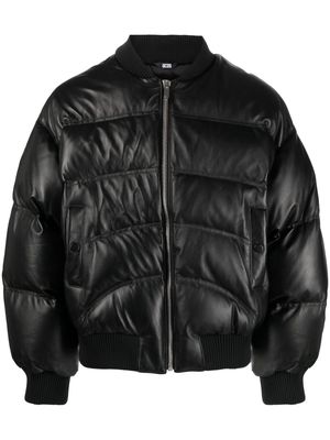 Gcds puffer leather jacket - Black