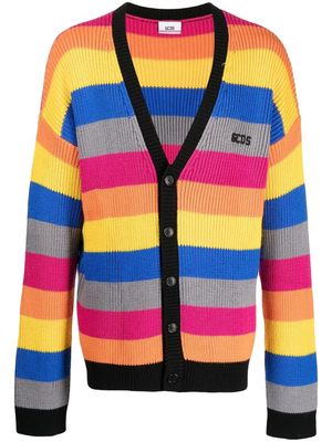 Gcds rainbow-stripe V-neck cardigan - Yellow
