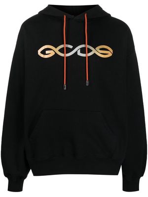 Gcds reflective print logo hoodie - Black