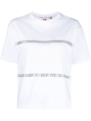 Gcds rhinestone-striped T-shirt - White