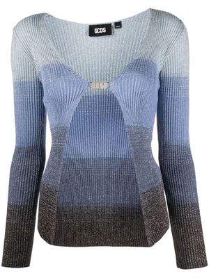 Gcds ribbed-knit gradient-effect cardigan - Blue