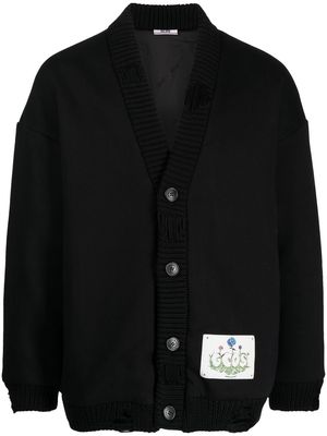 Gcds Roses logo-embroidered cardigan - Black