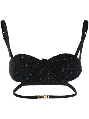 Gcds sequin-detail tweed bra - Black