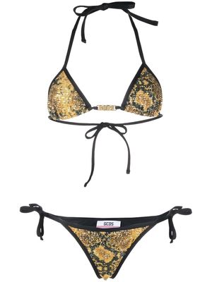 Gcds sequin-embellished triangle-cup bikini set - Yellow