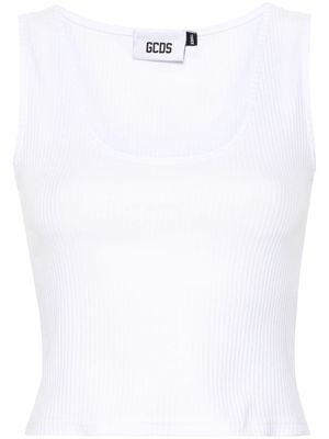 Gcds sequinned-logo ribbed top - White